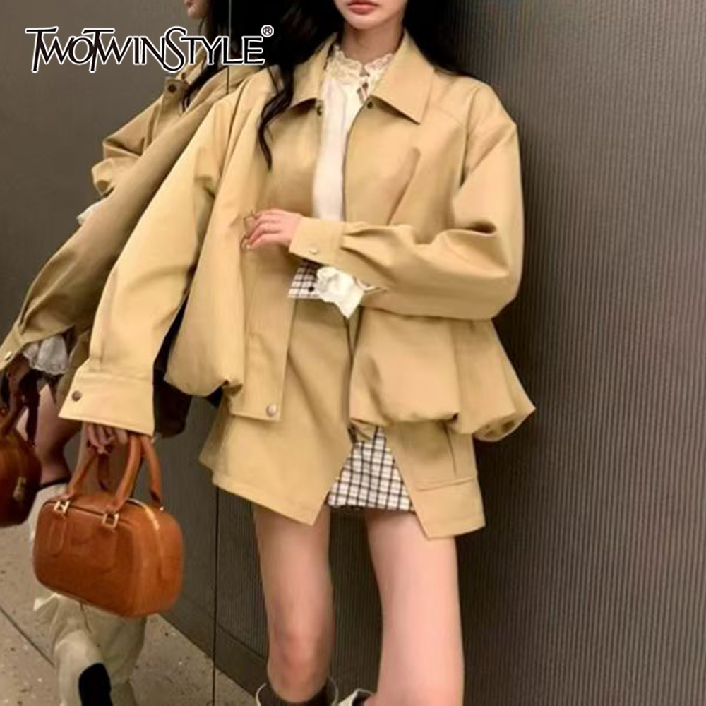 Winter Clothing Color - TWOTWINSTYLE Khakl Tasca Impiombata Set Due